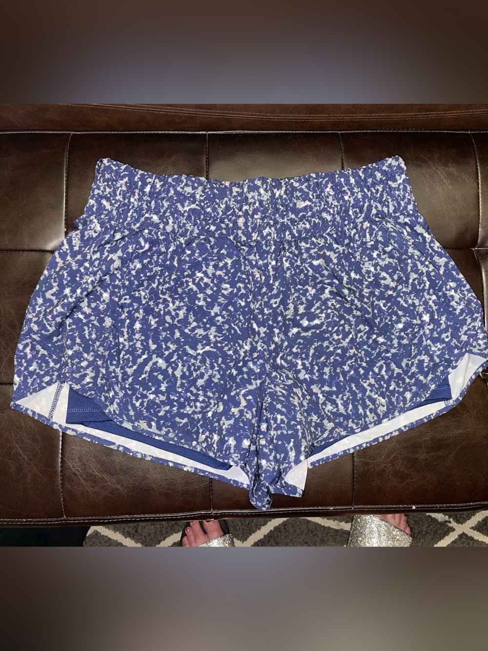 Blue & White Printed Athletic Shorts